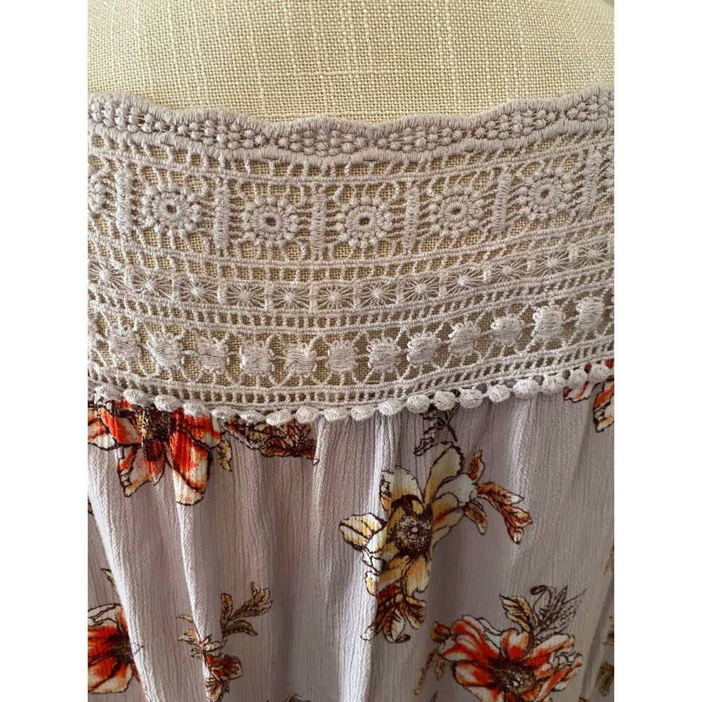 Entro Lavender Off The Shoulder Short Bat Sleeve Riffled Hem Top Size L - Picture 5 of 8
